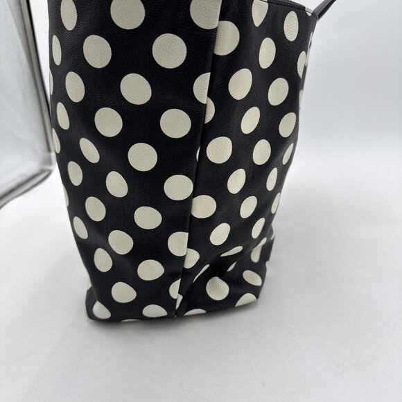 Betsey Johnson Large Black White Polka Dotted Tote Bag Reversible - Picture 4 of 13